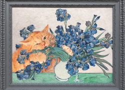 Irises and the Cat