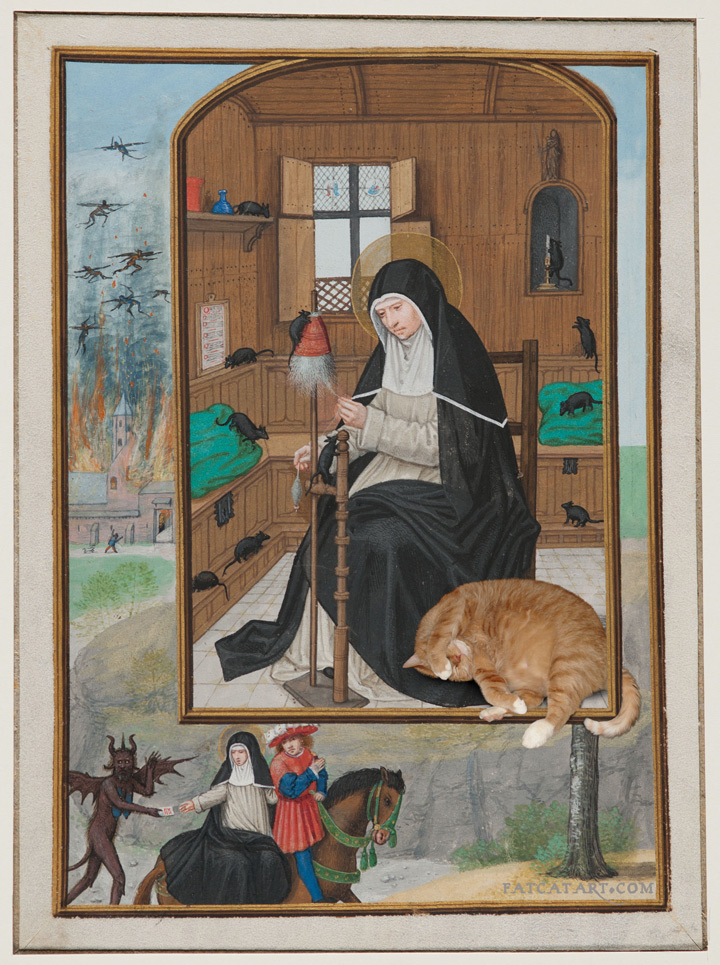 St. Gertrude de Nivelles with the Cat and mice, from the Hours of Cardinal Albrecht, Carnegie museum of art