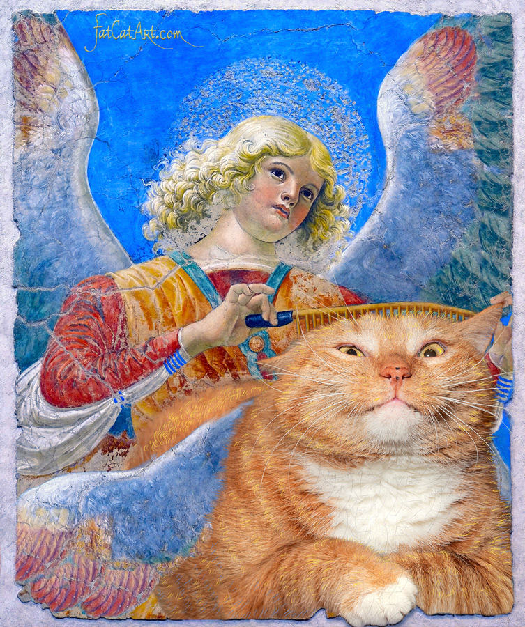 Melozzo da Forli, Angel combing their Winged Cat