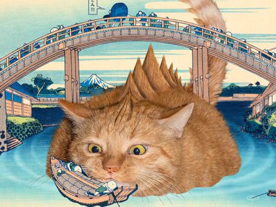 (English) Catzilla pops up under the Mannen Bridge at Fukagawa