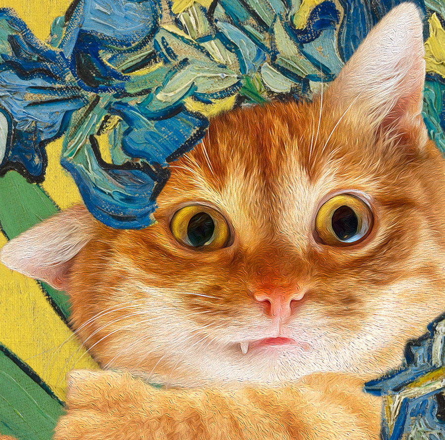 Vincent van Gogh, Cat-cher in the Irises, detail